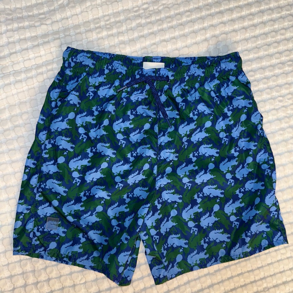 Lacoste Camouflage Blue and Green Swim Trunks
